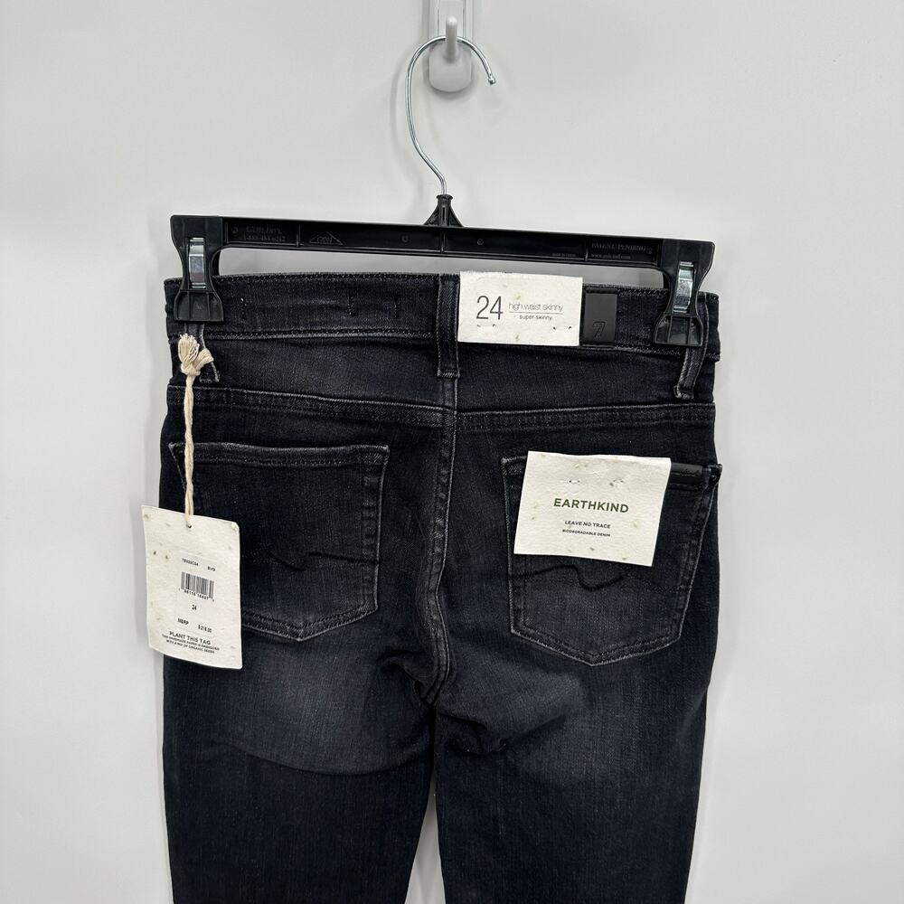 7 FOR ALL MANKIND NWT High Waist Super Skinny Dark Jean in Savage // 24 - Picture 7 of 14